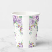 Paarse Bloemen Schattige Olifant Baby shower Papieren Bekers (Links)