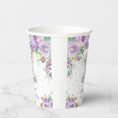 Paarse Bloemen Schattige Olifant Baby shower Papieren Bekers (Rechts)