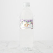 Paarse Bloemen Schattige Uil Baby shower Baby Meis Waterfles Etiket (Voorkant)