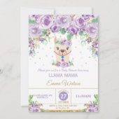Paarse Bloemen Schattigee Llama Mama Baby shower M Kaart (Voorkant)