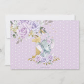 Paarse Bloemen Schattigee Olifant Een 1e Verjaarda Kaart (Achterkant)