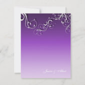 Paarse Bloemen Schattigee Swirls Bruiloft Uitnodig Kaart (Achterkant)