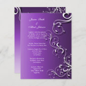 Paarse Bloemen Schattigee Swirls Bruiloft Uitnodig Kaart (Voorkant / Achterkant)