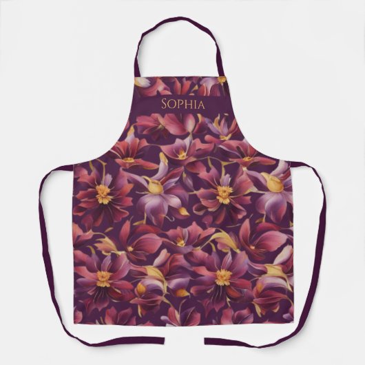 Paarse Bloemen- Schort (Voorkant)