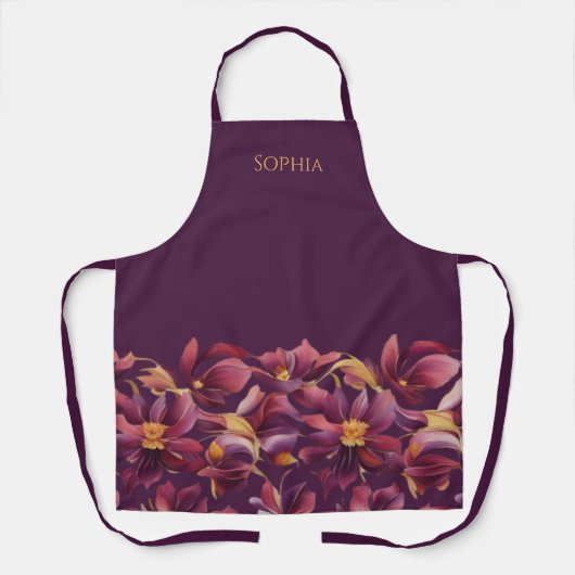 Paarse Bloemen- Schort (Voorkant)