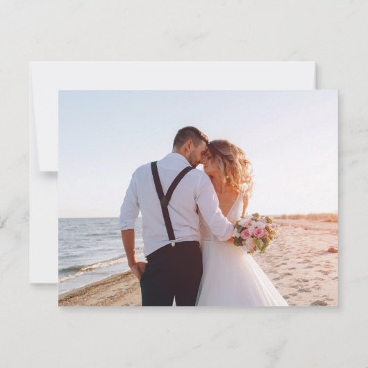 Paarse bloemen script bruiloft bedankkaart (Achterkant)