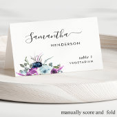 Paarse Bloemen, Script Custom Wedding Place Cards Kaart
