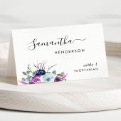 Paarse Bloemen, Script Custom Wedding Place Cards Kaart
