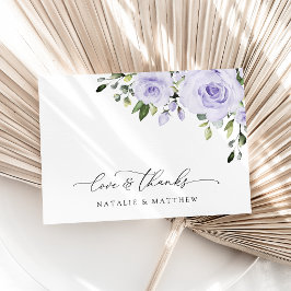 Paarse Bloemen, Seringbloemen, Bloemige Bruiloft Bedankkaart