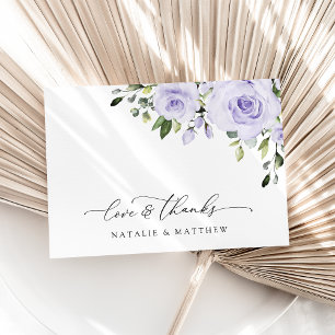 Paarse Bloemen, Seringbloemen, Bloemige Bruiloft Bedankkaart