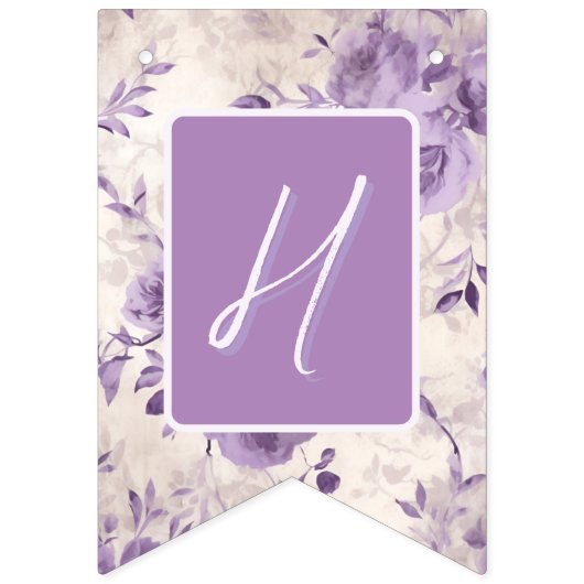 Paarse Bloemen Shabby Chic Custom Age Vlaggetjes (Tweede vlag)