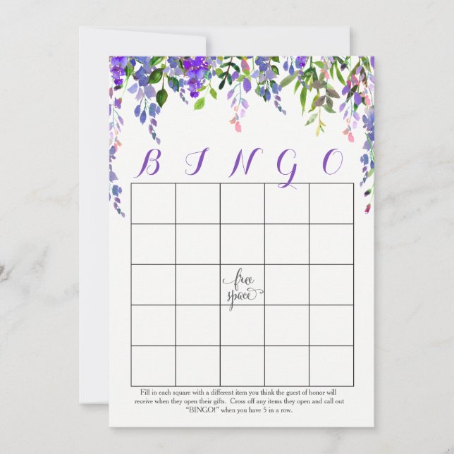 paarse bloemen Shower Bingo Kaarten (Voorkant)