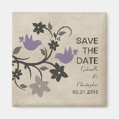 Paarse bloemen sparen de Datum Magnet (Voorkant)