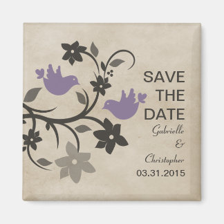 Paarse bloemen sparen de Datum Magnet