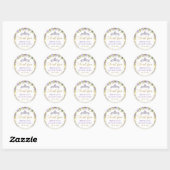 Paarse Bloemen Sparkle Gold Quinceanera Dank u Ronde Sticker (Vel)