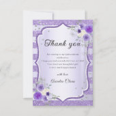 Paarse Bloemen Sparkle Quinceanera bedankje Bedankkaart (Voorkant)