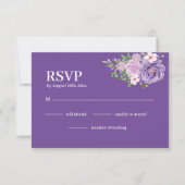 Paarse Bloemen Stof Roze Bloemen Bruiloft RSVP Kaartje (Voorkant)