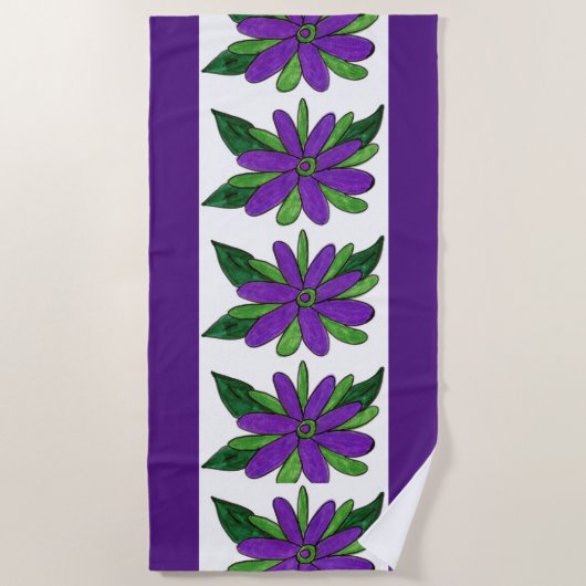 Paarse bloemen strandlaken (Voorkant)