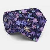 Paarse Bloemen Stropdas (Opgerold)
