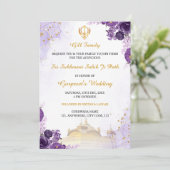 Paarse Bloemen Sukhmani Sahib Path Invitation Kaar Kaart (Staand voorkant)