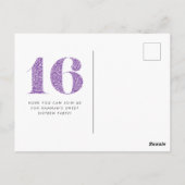 Paarse Bloemen Sweet 16 Verjaardag Uitnodiging (Achterkant)