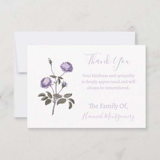  Paarse Bloemen Sympathie Dank u kaarten Notitiekaartje (Voorkant)