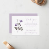  Paarse Bloemen Sympathie Dank u kaarten Notitiekaartje (Voorkant / Achterkant in situ)