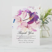 Paarse Bloemen Sympathie Memorial Dank u kaart (Staand voorkant)