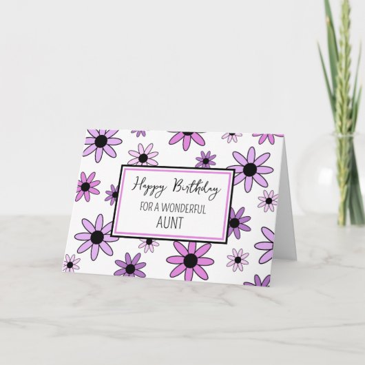 Paarse bloemen tante verjaardag kaart (Voorkant)