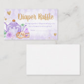 Paarse Bloemen Tea Party Baby shower Luier Raffle Informatiekaartje (Voorkant / Achterkant)