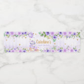 Paarse Bloemen Tea Party Baby shower Waterfles Etiket (Enkel label)