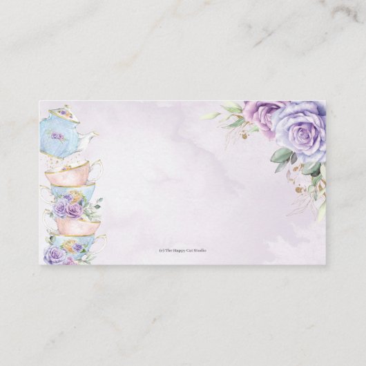 Paarse Bloemen Tea Party Recept voor Bruid To Be Informatiekaartje (Achterkant)