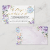 Paarse Bloemen Tea Party Recept voor Bruid To Be Informatiekaartje (Voorkant / Achterkant)