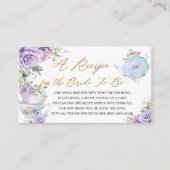 Paarse Bloemen Tea Party Recept voor Bruid To Be Informatiekaartje (Voorkant)