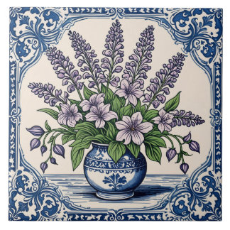 Paarse bloemen tegeltje