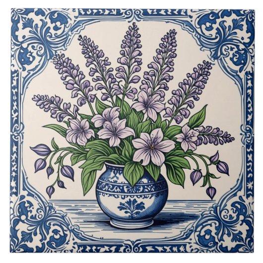 Paarse bloemen tegeltje (Voorkant)