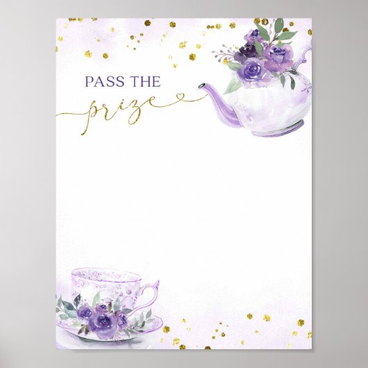 Paarse Bloemen Thee Pass de Prijs Bruidsspelen Poster (Voorkant)