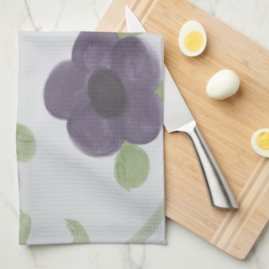 Paarse bloemen theedoek (Quarter Fold)