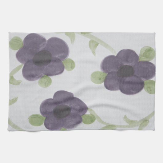 Paarse bloemen theedoek (Horizontaal)