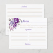 Paarse Bloemen Thema Recept Kaart Organizer (Voorkant / Achterkant)