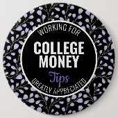 Paarse Bloemen | Tips gewaardeerd | Studiegeld Ronde Button 6,0 Cm (Voorkant)