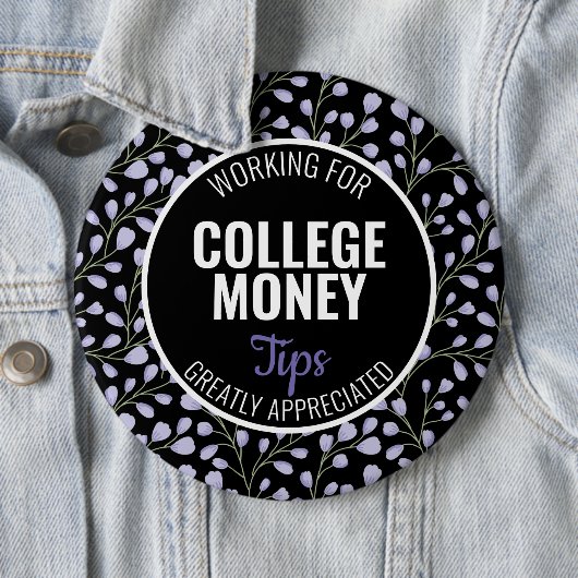 Paarse Bloemen | Tips gewaardeerd | Studiegeld Ronde Button 6,0 Cm (In situ)