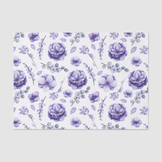 Paarse Bloemen Tissuepapier (Voorkant)