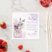 Paarse Bloemen Trouwen Dank u Bericht Servet (Insitu)