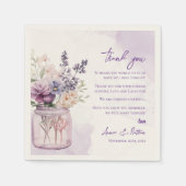 Paarse Bloemen Trouwen Dank u Bericht Servet (Voorkant)