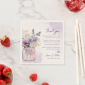 Paarse Bloemen Trouwen Dank u Bericht Servet (Insitu)