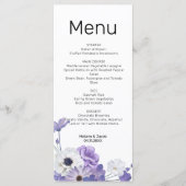 Paarse Bloemen Trouwen Flat Menu Kaart (Voorkant)