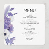 Paarse Bloemen Trouwen Flat Menu Kaart (Voorkant)