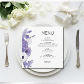 Paarse Bloemen Trouwen Flat Menu Kaart