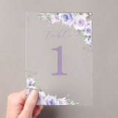 Paarse Bloemen Trouwen Vrijgezellenfeest Tafelnumm Acryl Uitnodigingen (Insitu (Draagbaar))